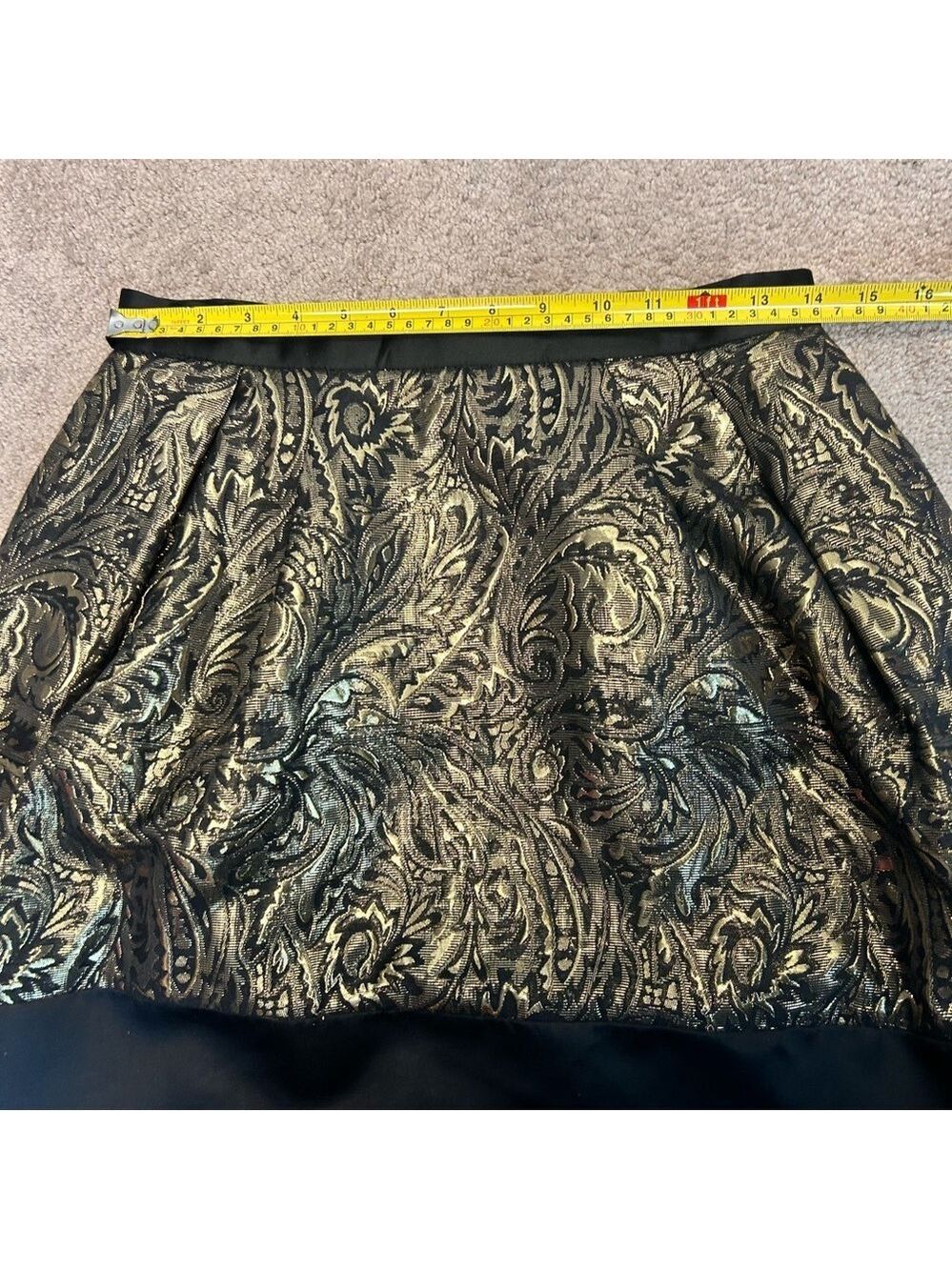 PINK Tartan gold brocade Tiffany mini skirt metallic skater circle Sz 6 NWOT - Picture 11 of 13